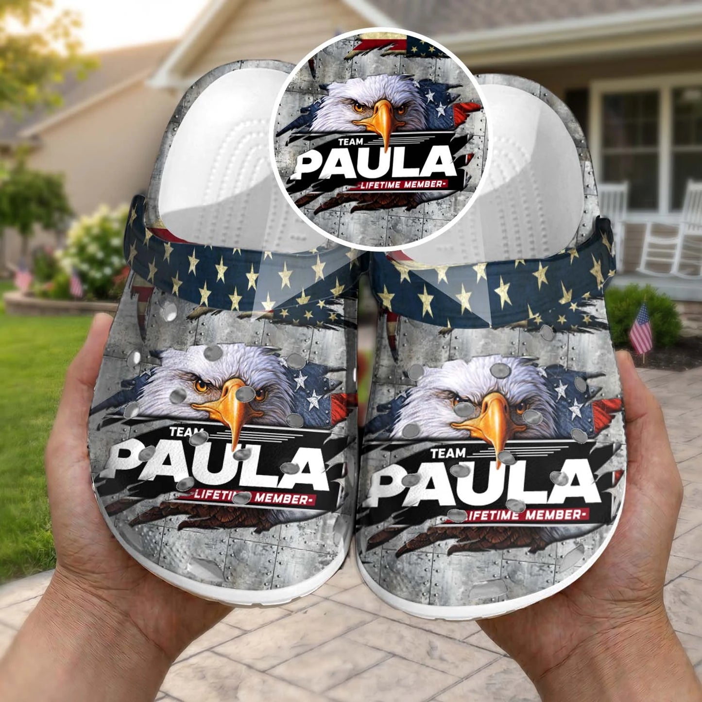 PAULA 13K1-CR1 Personalized Name Clogs "Team Lifetime Member"