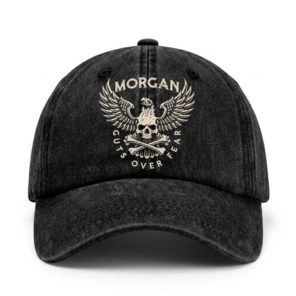 Your Name Guts Over Fear With Eagle And Skull Washed Cap MORGAN 13K1 C75PF