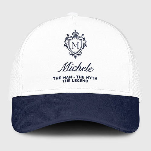 The Man The Myth The Legend Blue And White Baseball Mesh Cap MICHELE 13K1 C186PF