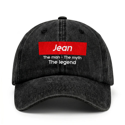 Your Name The Man The Myth The Legend Red Logo Washed Cap JEAN 13K1 C130PF