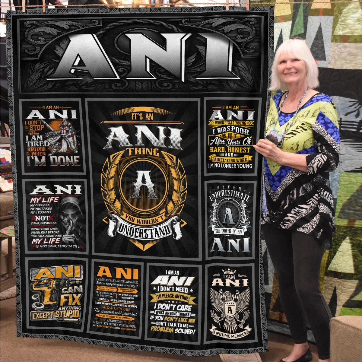 ANI Personalized Blanket | Custom Name Cozy Throw Gift 13K4-BK2