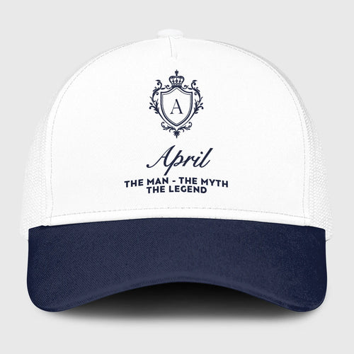 The Man The Myth The Legend Blue And White Baseball Mesh Cap APRIL 13K1 C186PF