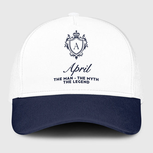 The Man The Myth The Legend Blue And White Baseball Mesh Cap APRIL 13K1 C186PF