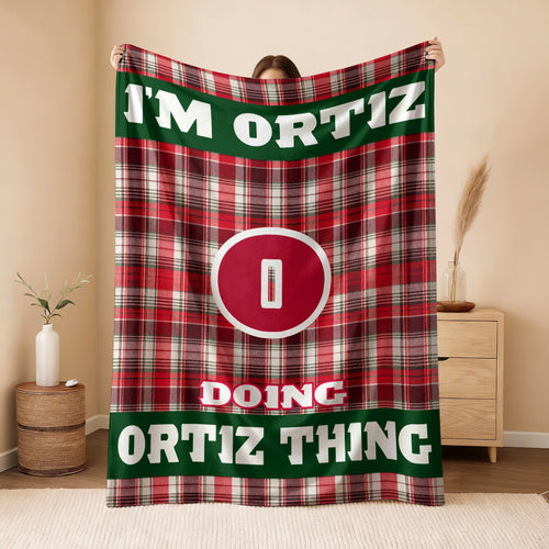 I'm Name Doing Name Things Red Plaid Fleece Blanket ORTIZ 13K1 BK49