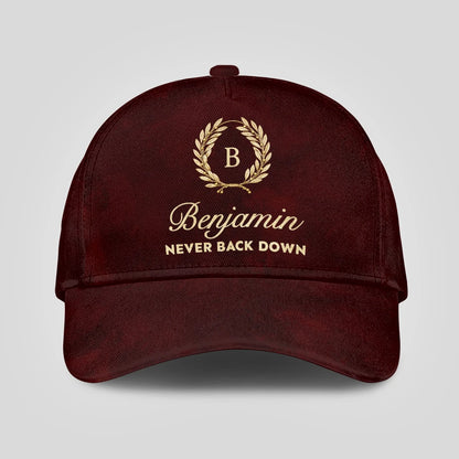 Never Back Down Golden Olive Burgundy Cap BENJAMIN 13K1 C177PF