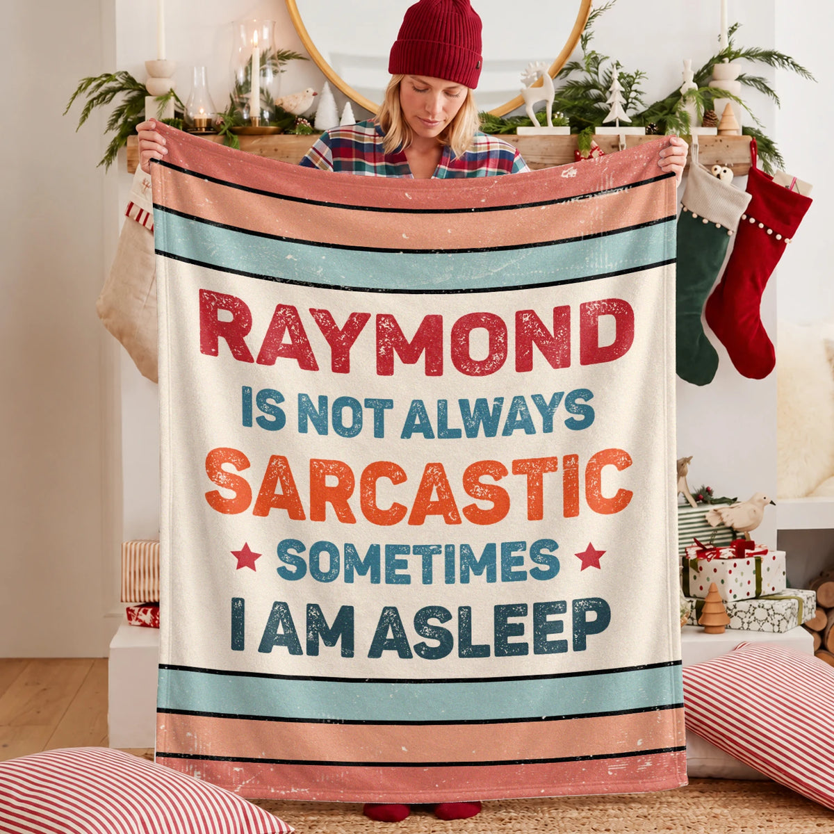 Your Name Sarcastic Funny Retro Fleece Blanket RAYMOND 13K1 BK62