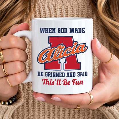 When God Made Your Name Personalized Baseball Mug ALICIA 13K1 MG07