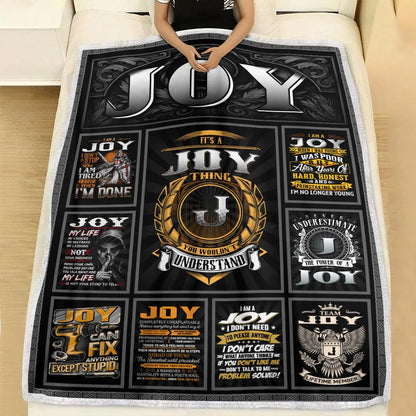 JOY Personalized Blanket | Custom Name Cozy Throw Gift 13K1-BK2
