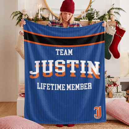 Team Your Name Lifetime Member Basketball Fleece Blanket JUSTIN 13K1 BK47