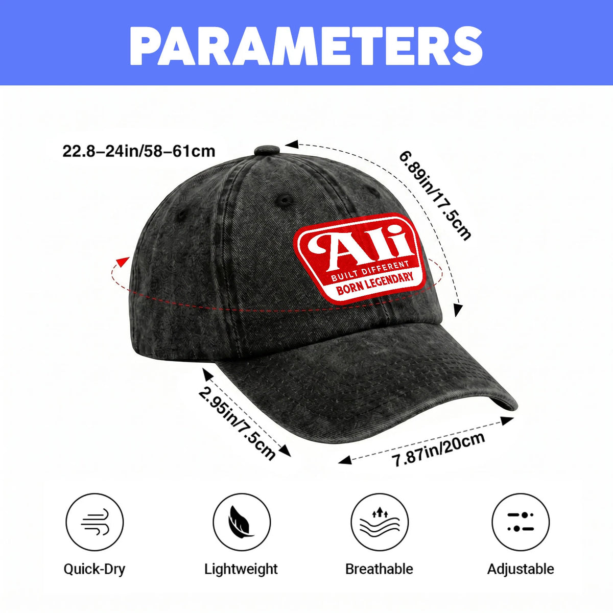Built Different Born Legendary Red Logo Washed Cap ALI 13K1 C63PF