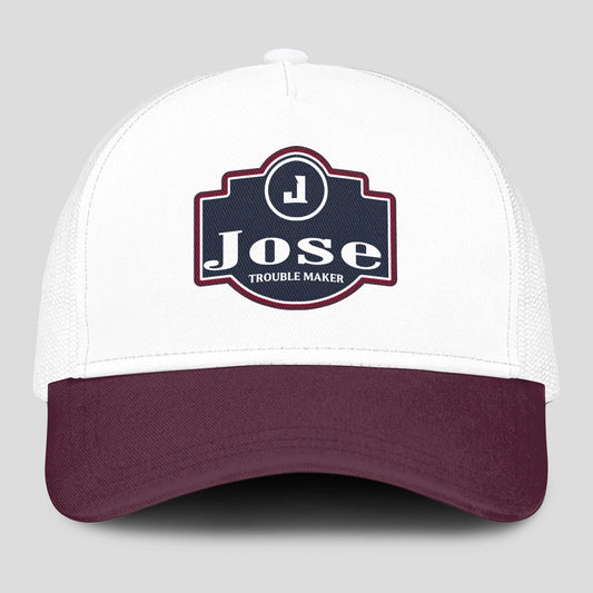 Trouble Maker Burgundy And White Funny Mesh Cap JOSE 13K1 C201PF