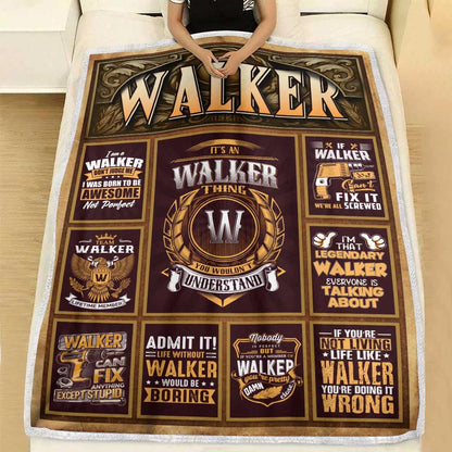 WALKER Personalized Blanket | Custom Name Cozy Throw Gift 13K1-BK4
