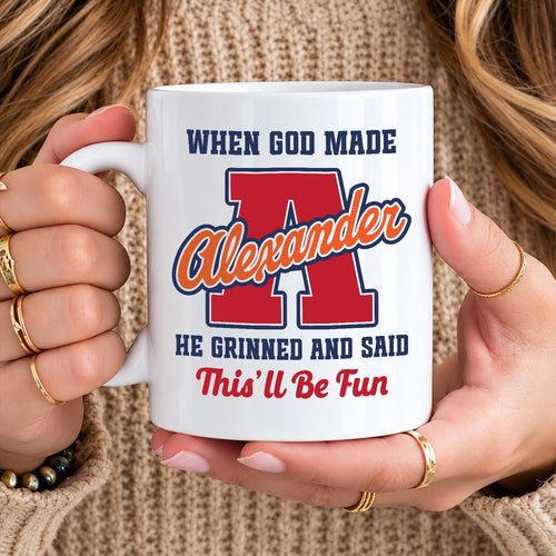 When God Made Your Name Personalized Baseball Mug ALEXANDER 13K1 MG07