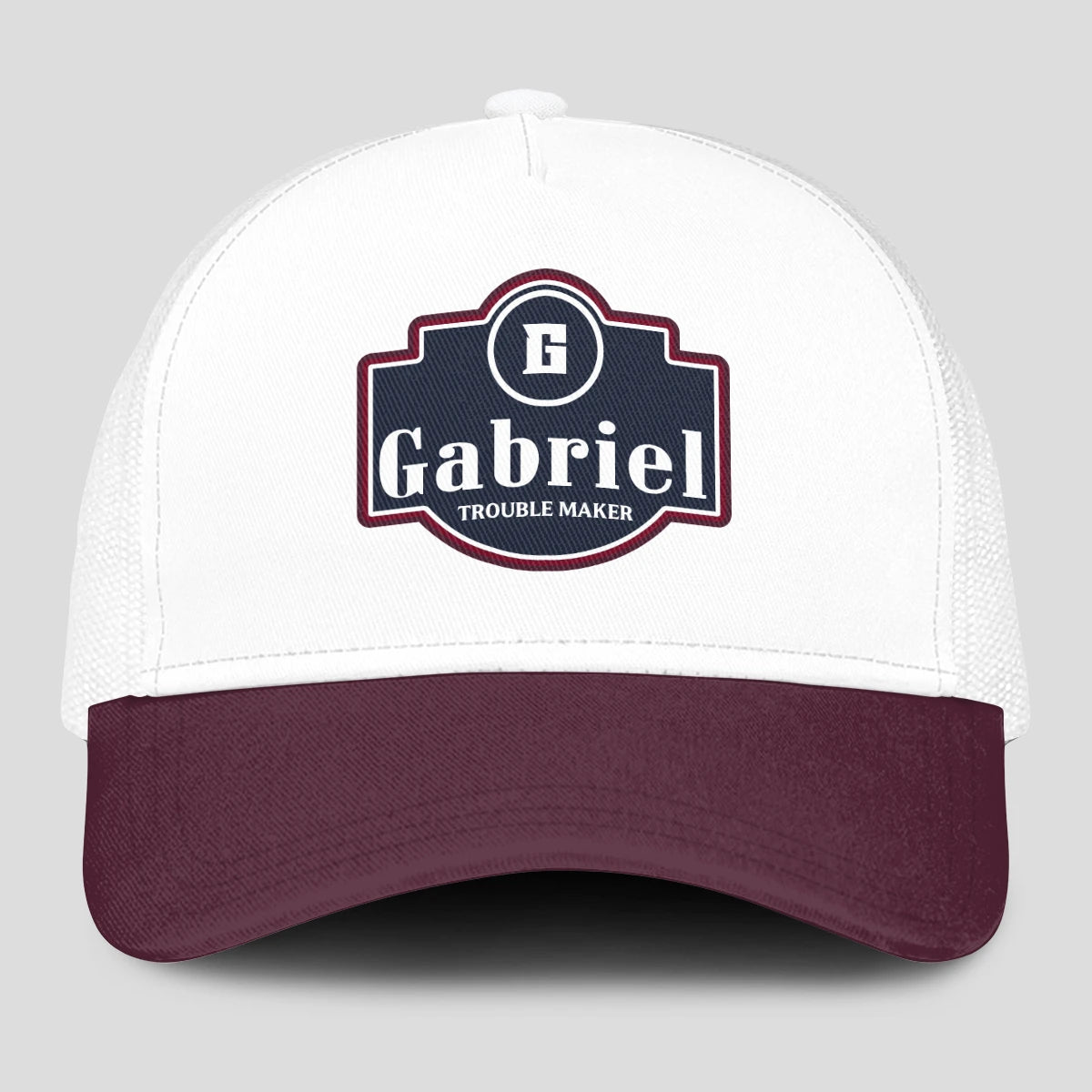 Trouble Maker Burgundy And White Funny Mesh Cap GABRIEL 13K1 C201PF