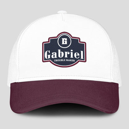 Trouble Maker Burgundy And White Funny Mesh Cap GABRIEL 13K1 C201PF