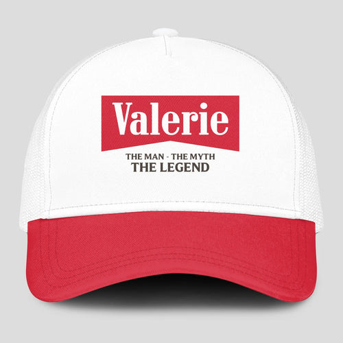 The Man The Myth The Legend Red And White Mesh Cap VALERIE 13K1 C197PF