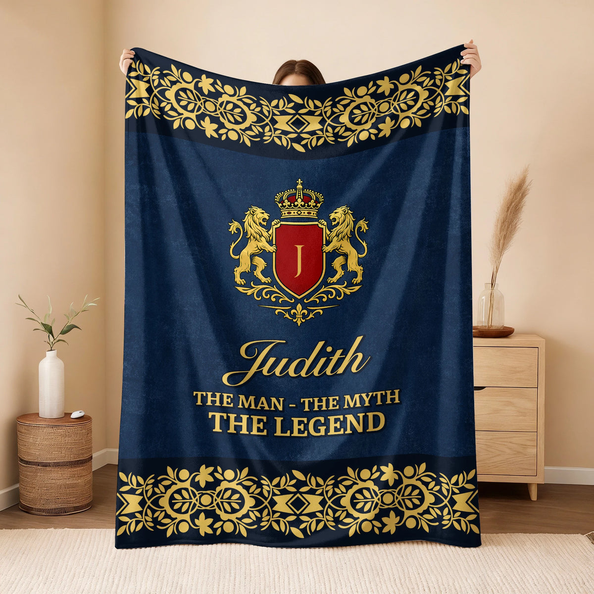 The Man The Myth The Legend Luxury Navy Fleece Blanket JUDITH 13K1 BK35