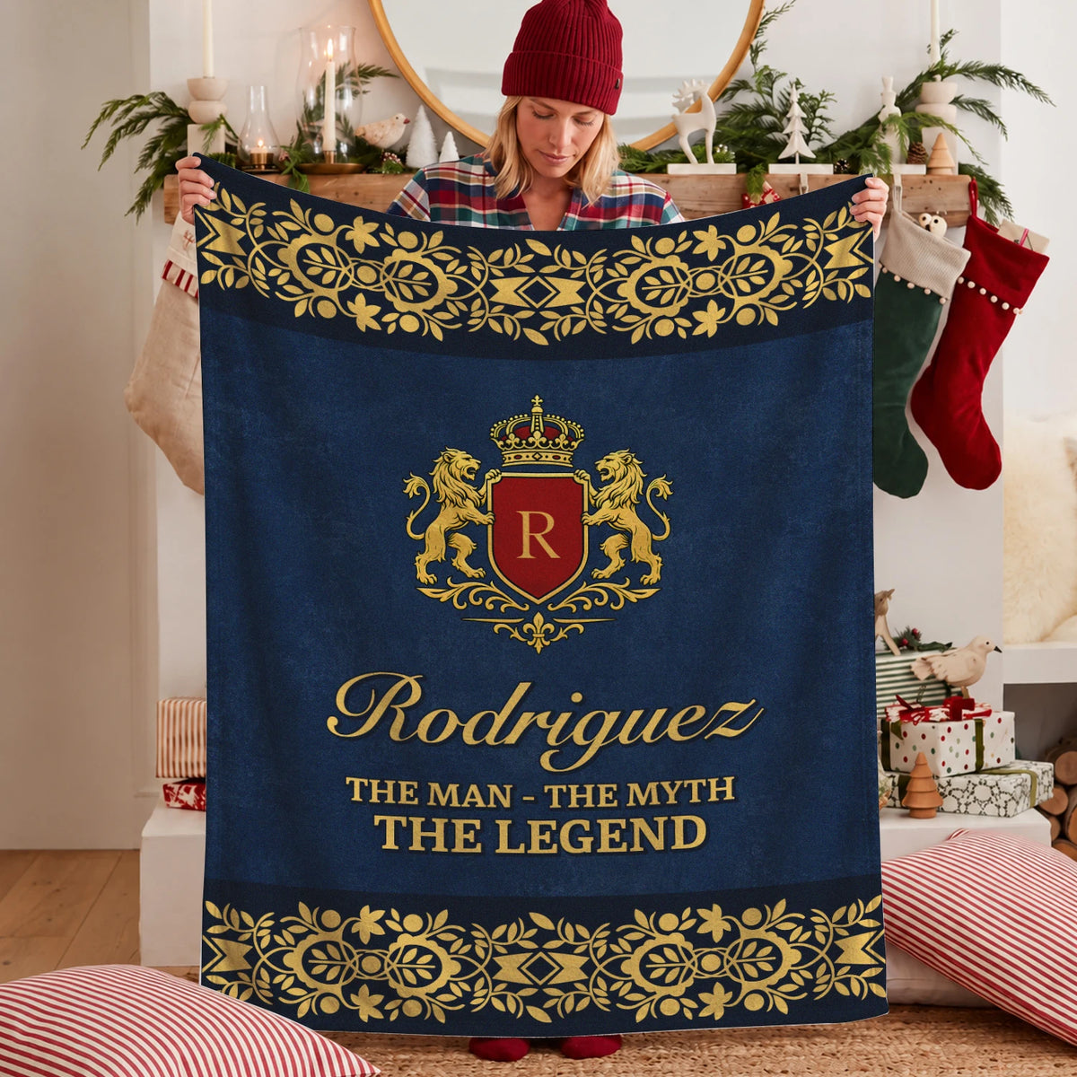 The Man The Myth The Legend Luxury Navy Fleece Blanket RODRIGUEZ 13K1 BK35