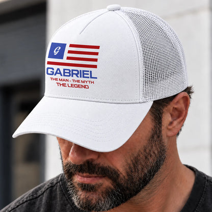 The Man The Myth The Legend America Flag Mesh Cap GABRIEL 13K1 C193PF