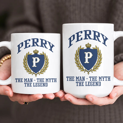The Man The Myth The Legend Blue And Yellow Logo Mug PERRY 13K1 MG24