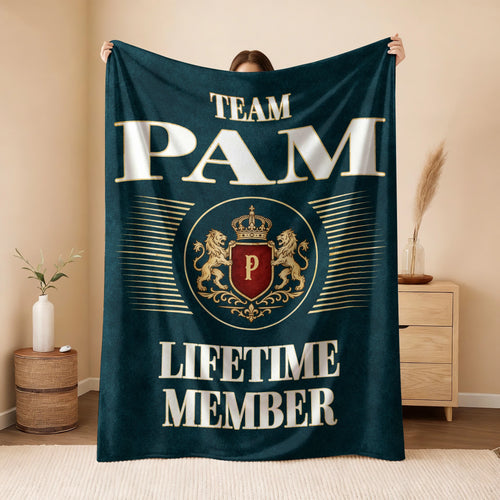 Team Your Name Lifetime Member Sage Green Fleece Blanket PAM 13K1 BK42