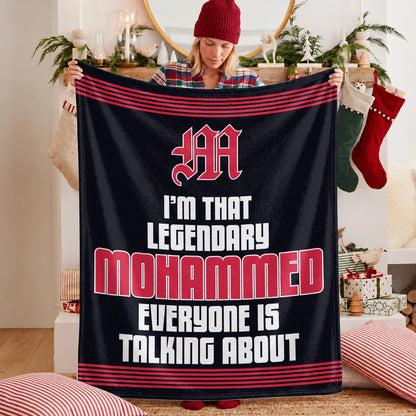 I'm That Legendary Name Dark Red Fleece Blanket MOHAMMED 13K1 BK48