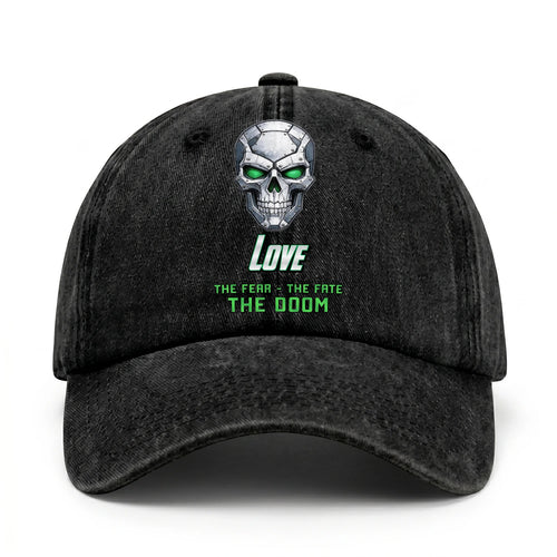 The Fear The Fate The Doom Skull Washed Cap LOVE 13K1 C99PF