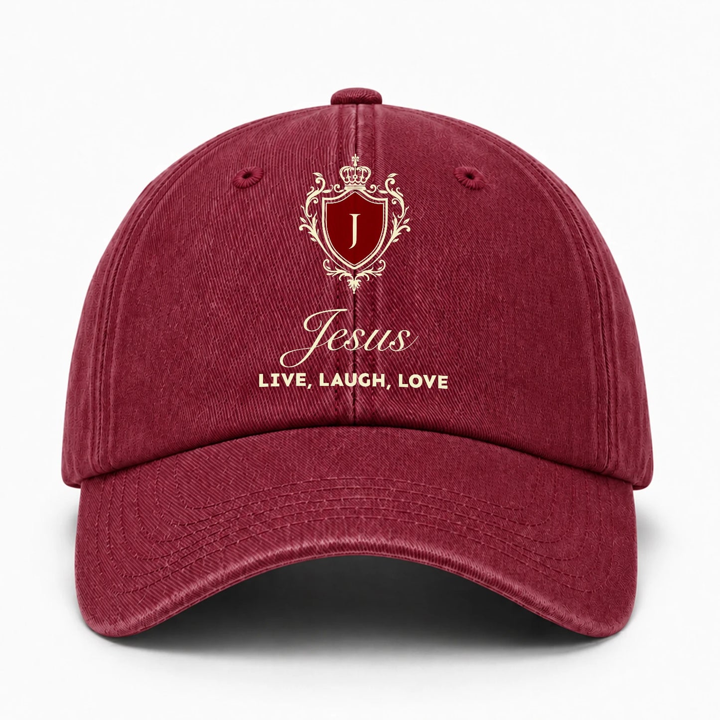 Live Laugh Love Elegant Burgundy Washed Cap JESUS 13K1 C89PF