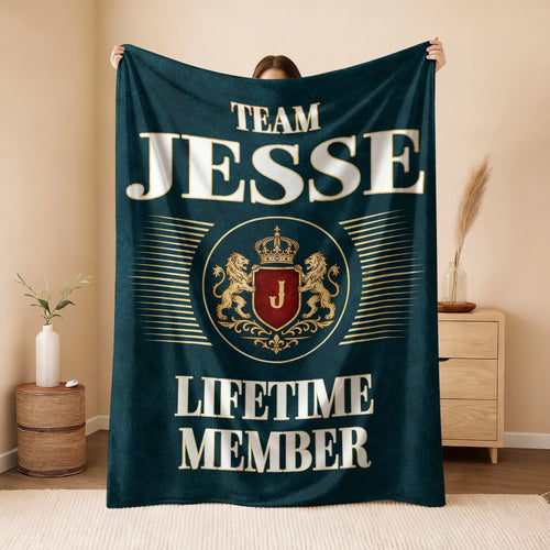 Team Your Name Lifetime Member Sage Green Fleece Blanket JESSE 13K1 BK42