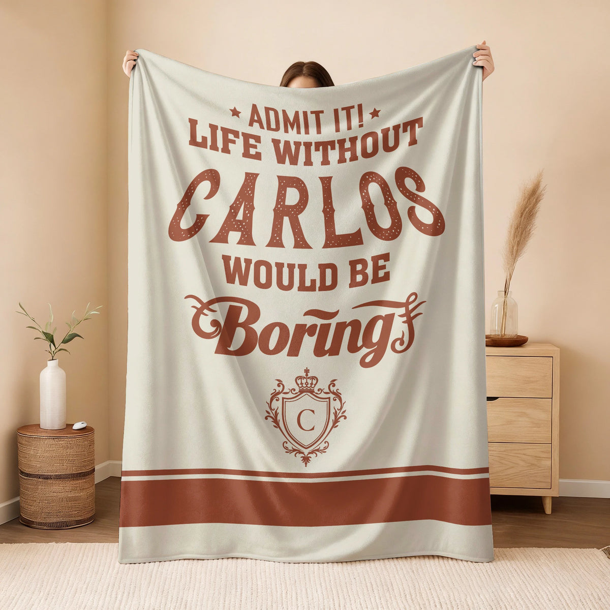 Life Without Your Name Would Be Boring Cream Terracotta Blanket CARLOS 13K1 BK24