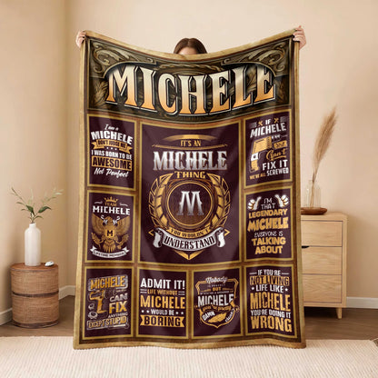 MICHELE Personalized Blanket | Custom Name Cozy Throw Gift 13K1-BK4