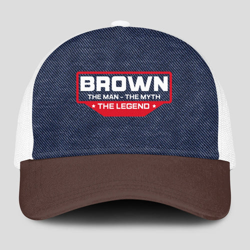 The Man The Myth The Legend Navy Brown And White Mesh Cap BROWN 13K1 C200PF