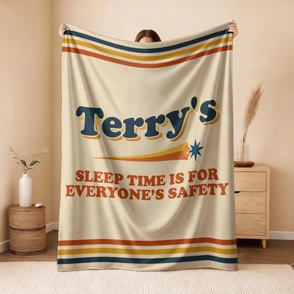 Your Name's Sleep Time Funny Retro Fleece Blanket TERRY 13K1 BK67