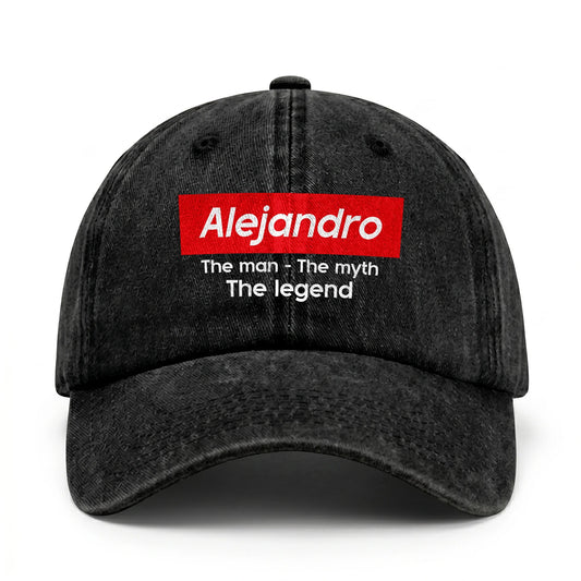 Your Name The Man The Myth The Legend Red Logo Washed Cap ALEJANDRO 13K1 C130PF