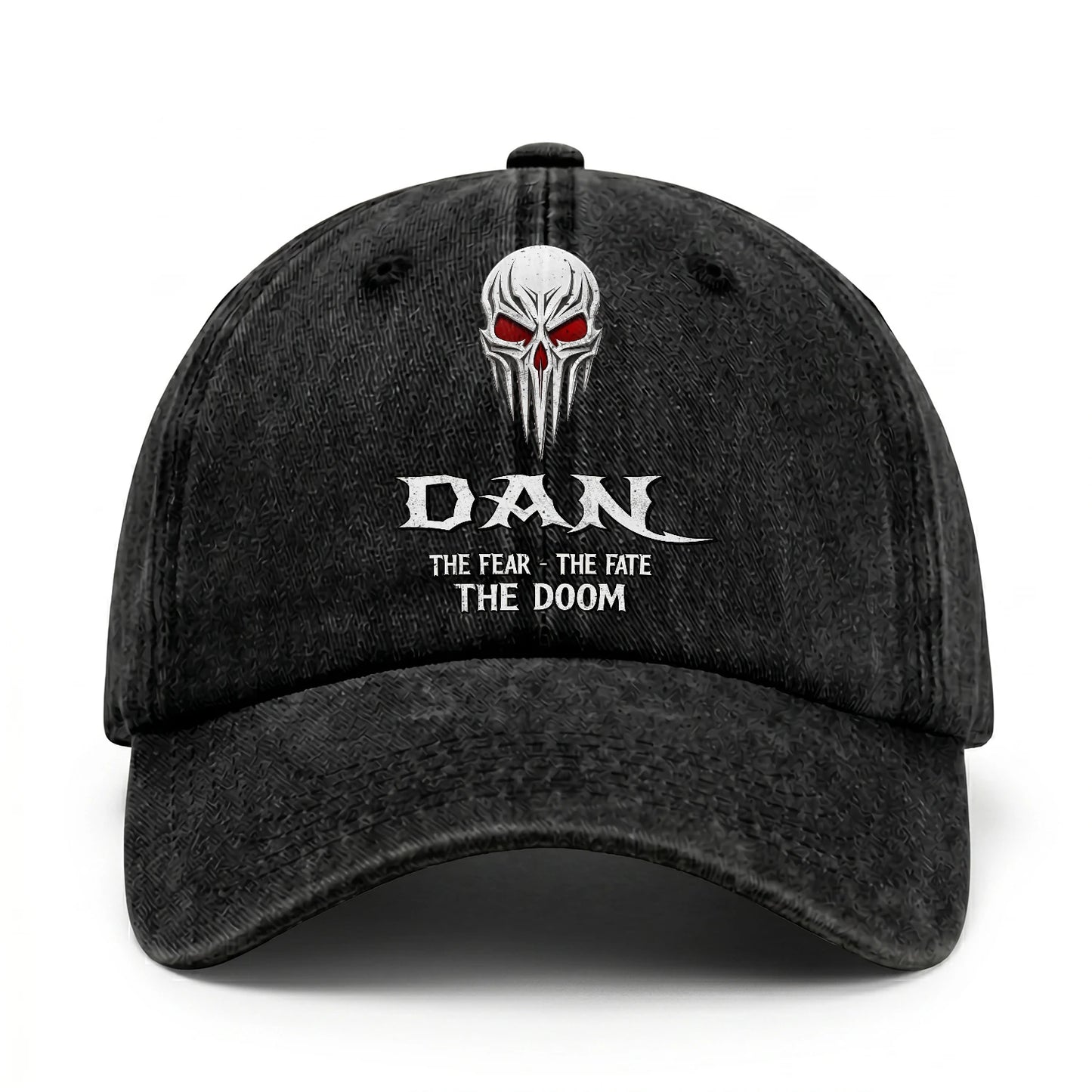 Your Name The Fear The Fate The Doom Skull Washed Cap DAN 13K1 C98PF