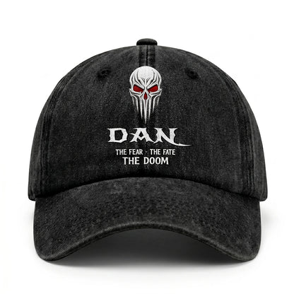 Your Name The Fear The Fate The Doom Skull Washed Cap DAN 13K1 C98PF