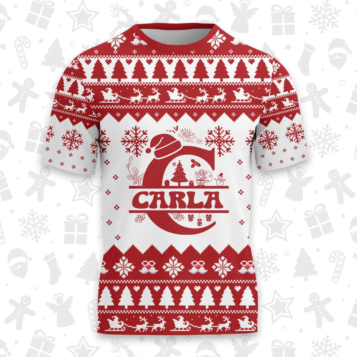 CARLA Personalized Christmas T-Shirt Pajama Set - Holiday Gift Outfit 13K1-CR2