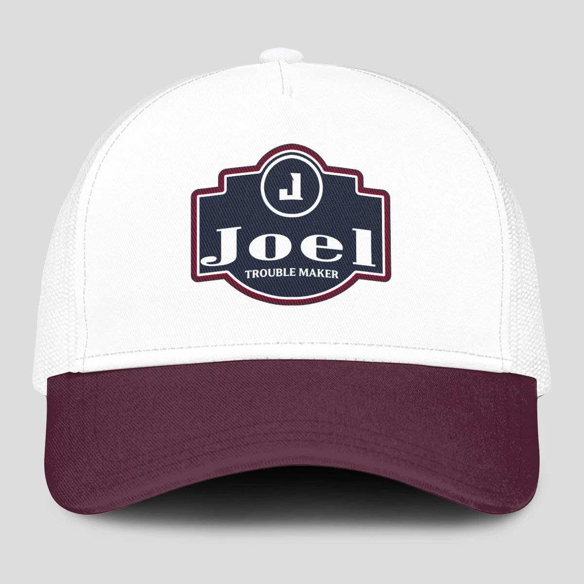 Trouble Maker Burgundy And White Funny Mesh Cap JOEL 13K1 C201PF