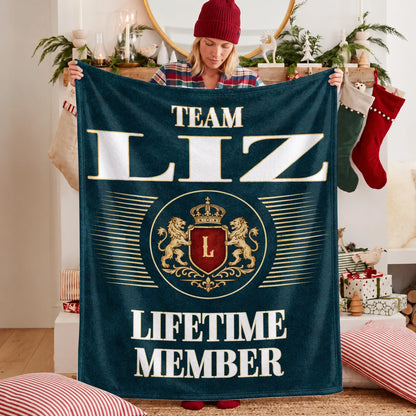 Team Your Name Lifetime Member Sage Green Fleece Blanket LIZ 13K1 BK42