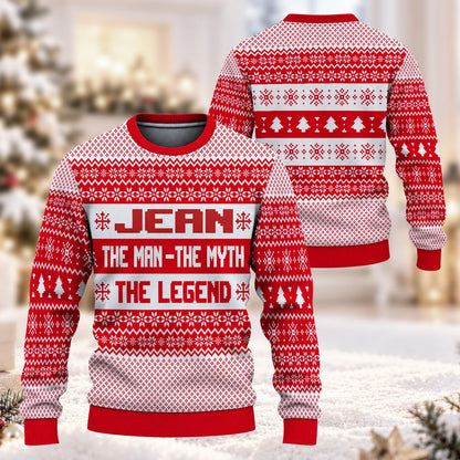 The Man The Myth The Legend Red Christmas Ugly Sweater JEAN 13K1 UG04