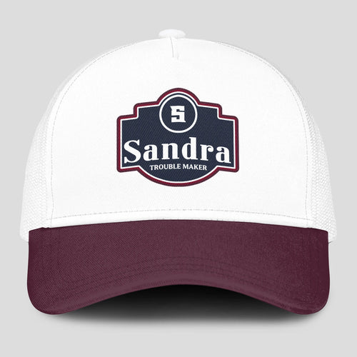 Trouble Maker Burgundy And White Funny Mesh Cap SANDRA 13K1 C201PF