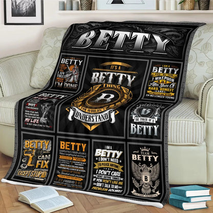 BETTY Personalized Blanket | Custom Name Cozy Throw Gift 13K1-BK2