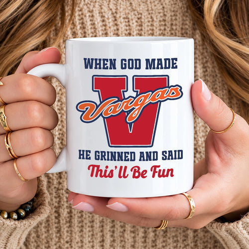 When God Made Your Name Personalized Baseball Mug VARGAS 13K1 MG07