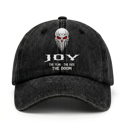 Your Name The Fear The Fate The Doom Skull Washed Cap JOY 13K1 C98PF
