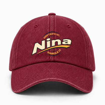 Keep Calm & Let Your Name Handle It Burgundy Washed Cap NINA 13K1 C105PF