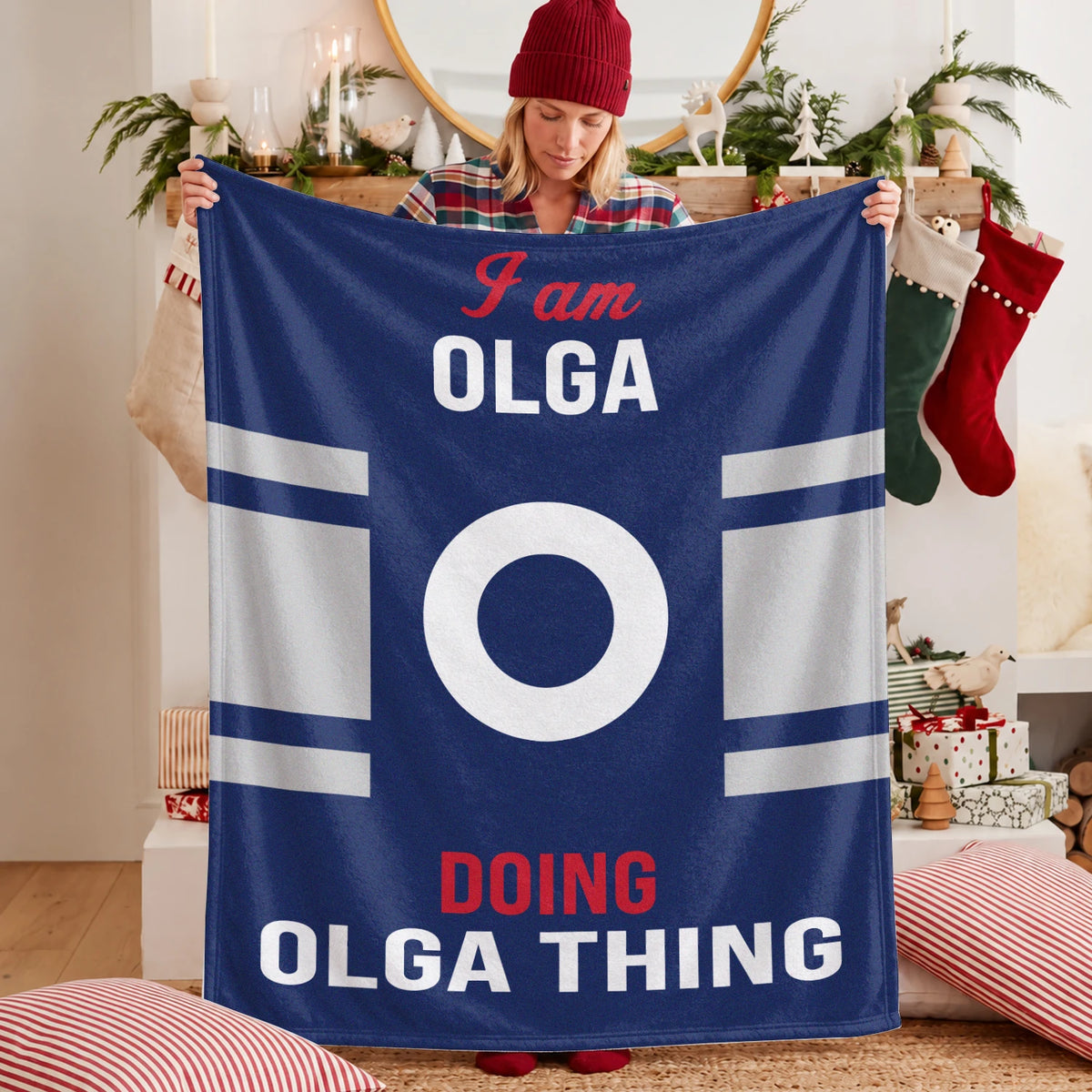 I'm Name Doing Name Things Navy Fleece Blanket OLGA 13K1 BK51
