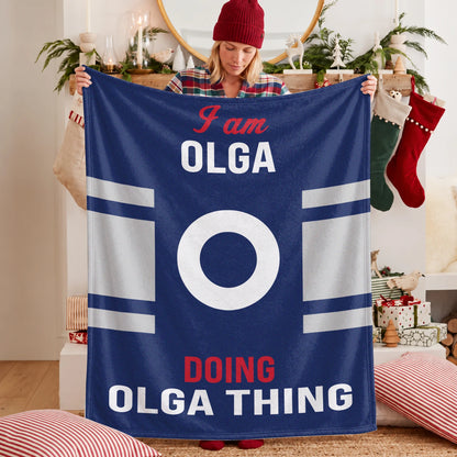I'm Name Doing Name Things Navy Fleece Blanket OLGA 13K1 BK51