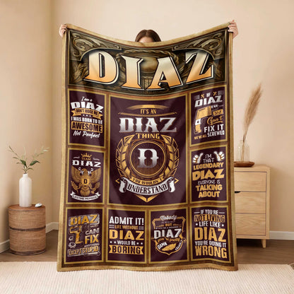 DIAZ Personalized Blanket | Custom Name Cozy Throw Gift 13K1-BK4