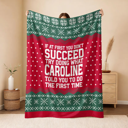 If At First You Don’t Succeed Red Green Christmas Fleece Blanket CAROLINE 13K1 BK28