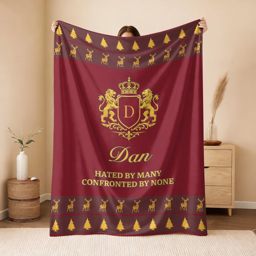 Hated By Many Confronted By None Burgundy Gold Christmas Fleece Blanket DAN 13K1 BK33